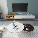 ⁦طاولة تلفاز قابلة للتعديل مع خزانة جانبية⁩ - الصورة ⁦3⁩