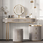 تسريحة غرفة نوم مع مرأة وكرسي مودرن