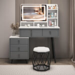 تسريحة غرفة نوم فاخرة مع مرآة وكرسي سداسي