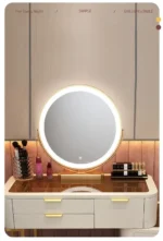 ⁦تسريحة غرفة نوم مغطاة بالجلد الفخم⁩ - الصورة ⁦5⁩