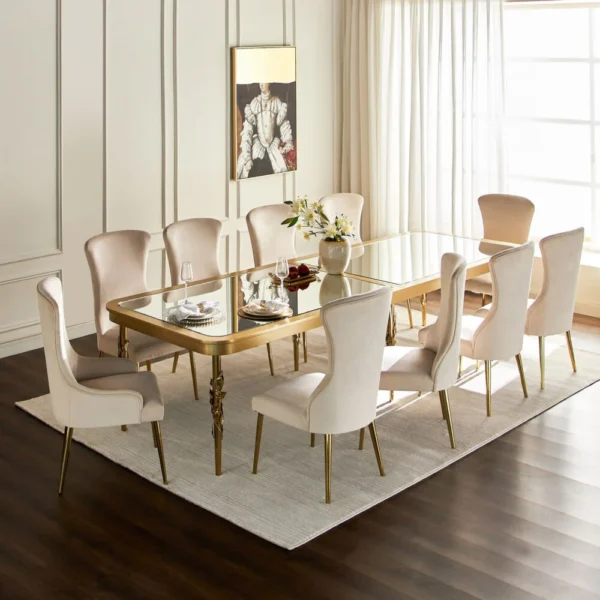 سفرة طعام مع 10 مقاعد بتصميم راقي