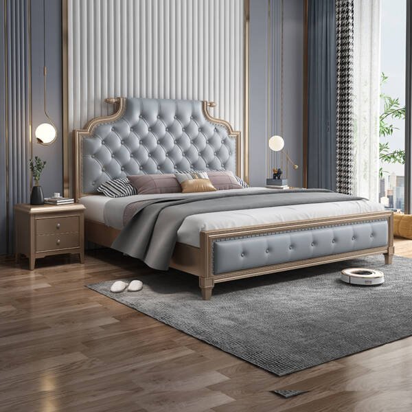 سرير مودرن بتصميم فاخر مع 2 كمودينة