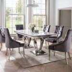 ⁦طاولة طعام رخام مستطيلة مودرن⁩ - الصورة ⁦2⁩