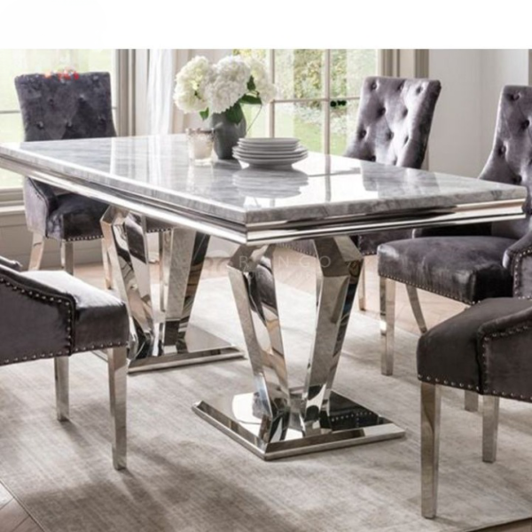 طاولة طعام رخام مستطيلة مودرن