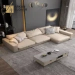 كنب زاوية جلد مميزة بتصميم فاخر