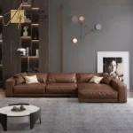 كنب زاوية جلد مميزة بتصميم فاخر