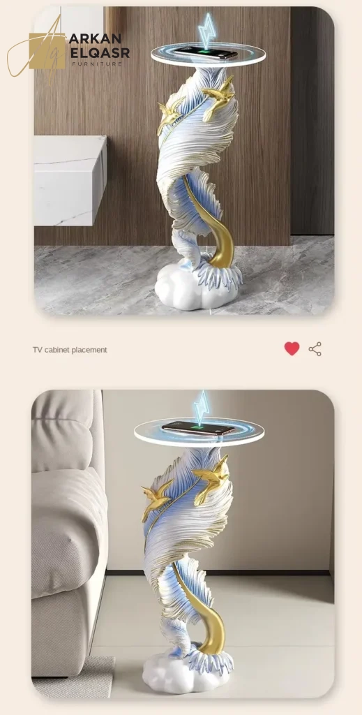 طاولة خدمة مزودة بشاحن وتصميم كلاسيكي