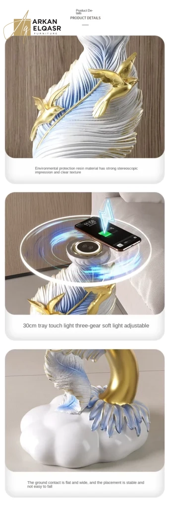 طاولة خدمة مزودة بشاحن وتصميم كلاسيكي