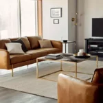 كنب مودرن جلد ثلاثي المقاعد بتصميم جورديان