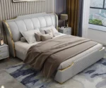 سرير حديث بتصميم راقي مع وحدات تخزين داخلية