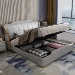 سرير حديث بتصميم راقي مع وحدات تخزين داخلية
