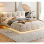 سرير منخفض مع إضاءة بتصميم عصري وجودة عالية