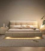 سرير منخفض مع إضاءة بتصميم عصري وجودة عالية