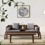 كنب خشب ثنائي بتصميم حديث