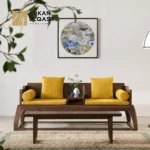 كنب خشب ثنائي بتصميم حديث