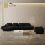 كنب زاوية بضلع منحني بتصميم اوروبي