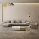 كنب زاوية بضلع منحني بتصميم اوروبي