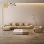 كنب زاوية بضلع منحني بتصميم اوروبي