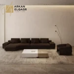 كنب زاوية بضلع منحني بتصميم اوروبي