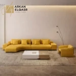 كنب زاوية بضلع منحني بتصميم اوروبي