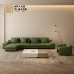 كنب زاوية بضلع منحني بتصميم اوروبي