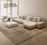كنب زاوية بضلع منحني بتصميم اوروبي