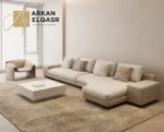كنب زاوية بضلع منحني بتصميم اوروبي