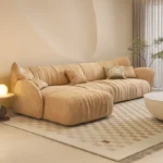 ⁦كنب زاوية أنيق مصنوع من خشب هندسي⁩ - الصورة ⁦2⁩