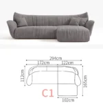 ⁦كنب زاوية أنيق مصنوع من خشب هندسي⁩ - الصورة ⁦3⁩