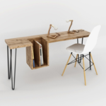 ⁦مكتب خشبي بخزانة مبتكرة⁩ - الصورة ⁦3⁩