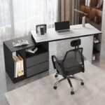 مكتب مع خزانة جانبية علي الطراز الحديث