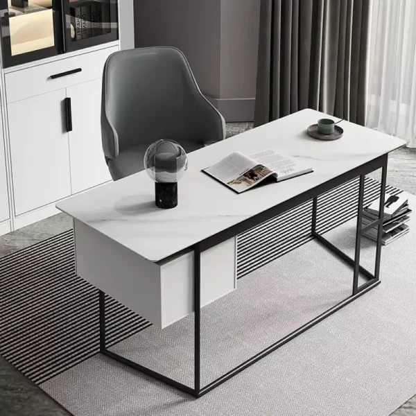 مكتب بسيط بدرج جانبي بتصميم عصري