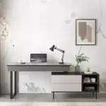 مكتب اداري مع خزانة جانبية مصممة بحرفة