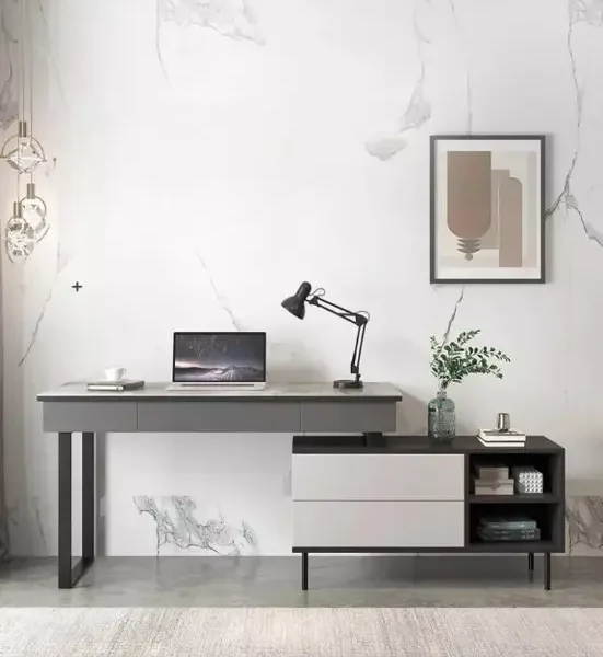 مكتب اداري مع خزانة جانبية مصممة بحرفة