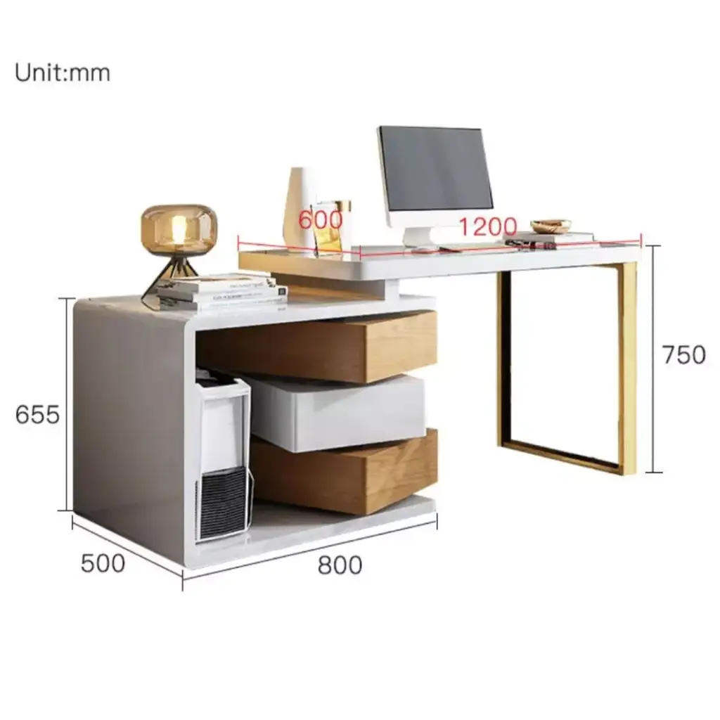 مكتب بتصميم ادراج جانبيه مكعبة