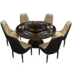 ⁦طقم طاولة طعام رخامية فاخرة مع كراسي فخمة – سطح مقاوم للخدوش وقاعدة معدنية – يتسع لـ6 أشخاص⁩ - الصورة ⁦5⁩