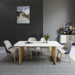 ⁦طاولة طعام رخام مستطيلة فخمة⁩ - الصورة ⁦5⁩