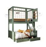 ⁦سرير أطفال دورين خشبي – تصميم عملي وآمن – سلم جانبي وسعة تخزين – مناسب للمساحات الصغيرة⁩ - الصورة ⁦8⁩