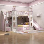 سرير أطفال دورين بشكل قلعة - تصميم ممتع وآمن - خشب متين - ألوان مبهجة