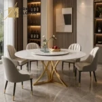 ⁦طاولة طعام دائرية بسطح رخام⁩ - الصورة ⁦3⁩