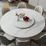 طاولة طعام دائرية بسطح رخام