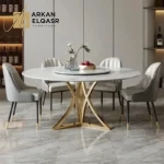 طاولة طعام دائرية بسطح رخام