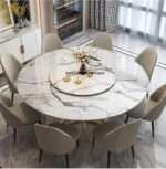 ⁦طاولة طعام دائرية بسطح رخام⁩ - الصورة ⁦2⁩