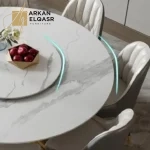 طاولة طعام دائرية بسطح رخام