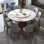 طاولة طعام دائرية رخامية مع كراسي فخمة