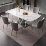 ⁦طاولة طعام بقاعدة متينة مع كراسي مودرن⁩ - الصورة ⁦2⁩