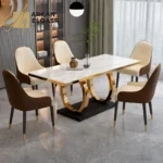 طاولة طعام رخامية مع كراسي بسطح متعدد