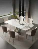 ⁦طاولة طعام بقاعدة متينة مع كراسي مودرن⁩ - الصورة ⁦3⁩