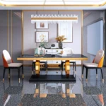 ⁦طاولة طعام رخامية مع كراسي بسطح متعدد⁩ - الصورة ⁦5⁩