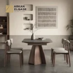 طاولة طعام بتصميم قابل للتمدد مع كراسي